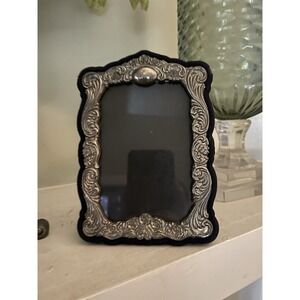 Vintage Silver Picture Photo Frame Art Nouveau Ornate Blue Velvet Antique